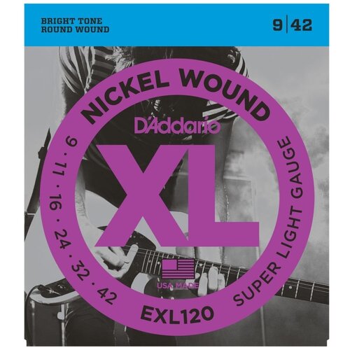 фото D"addario exl120 - струны для электрогитары, super light, никель, 9-42 d'addario