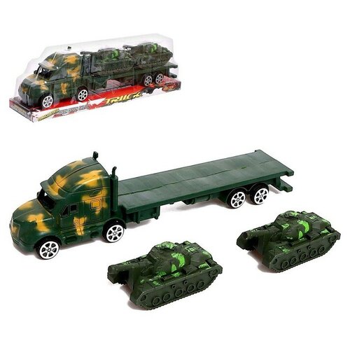 Грузовик инерционный «Военный автовоз» инерционный военный грузовик зеленый 1601715 1