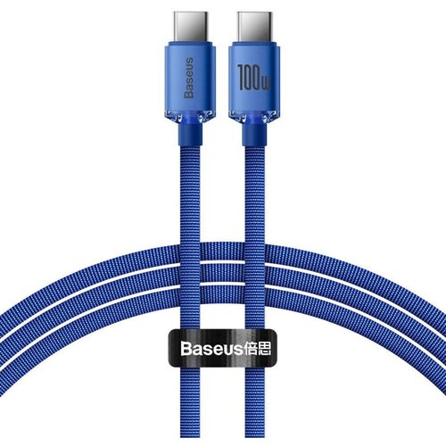 Кабель Baseus Crystal Shine Series Fast Charging Data Cable Type-C to Type-C 100W 2m Blue (CAJY000703) аксессуар baseus crystal shine series usb type c usb type c 100w 2m blue cajy000703