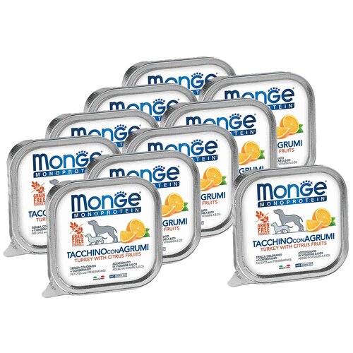 Monge Dog Monoprotein Fruits консервы для собак паштет из индейки с цитрусовыми 150г х 10 шт.