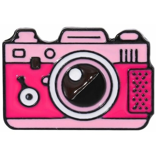 Значок Розовая камера, розовый значок pinpinpin сакура розовая