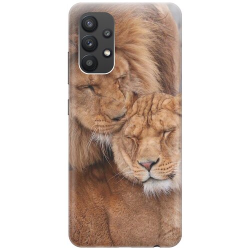 фото Ультратонкий силиконовый чехол-накладка для samsung galaxy a32 с принтом "милые львы" gosso