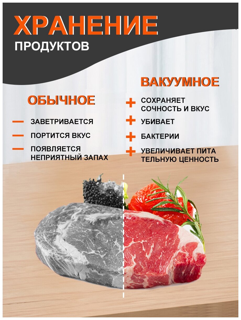 Вакуумный упаковщик/TINTON LIFE/Вакууматор для продуктов/Vacuum Sealer/Запайщик для пакетов - фотография № 4