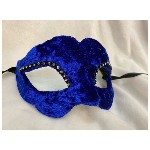 синяя венецианская маска 6689 Синяя бархатная маска (13720)