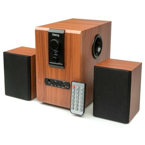 Колонки с сабвуфером Dialog Progressive AP-150 акустическая стерео система 21 - 10 Вт FM плеер пульт ДУ коричневая 578900₽