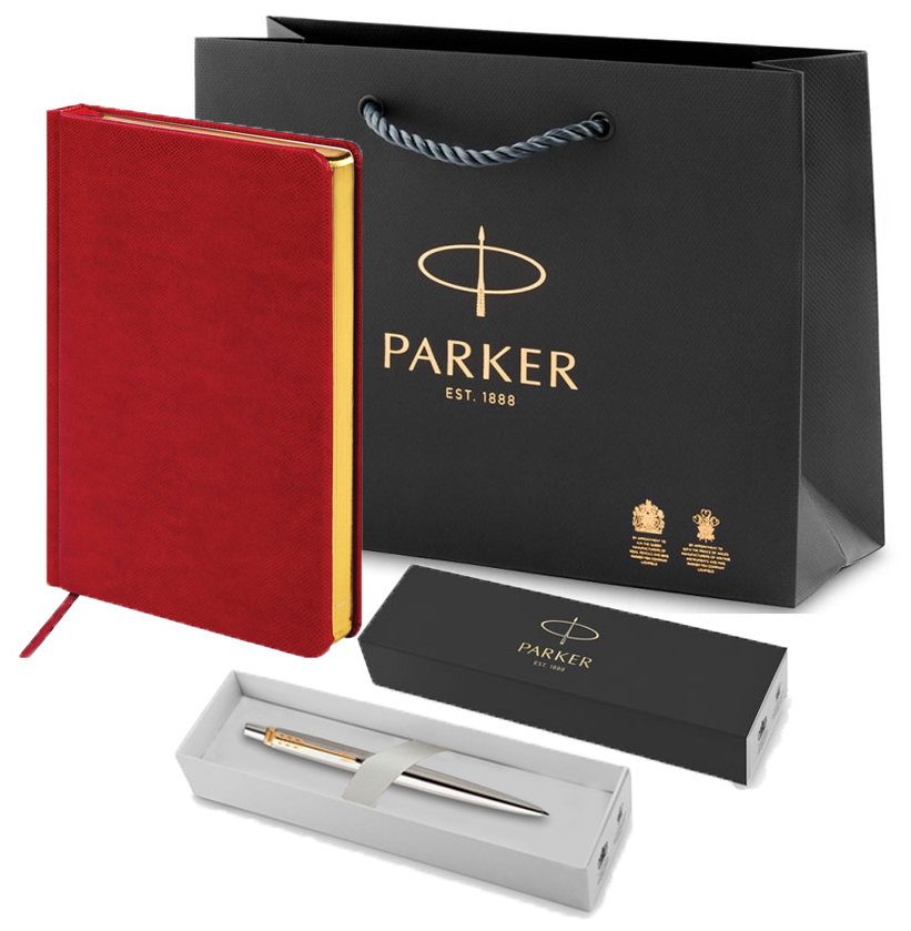 Подарочный набор: шариковая ручка Parker Jotter Essential, ежедневник А5 и фирменный пакет Паркер