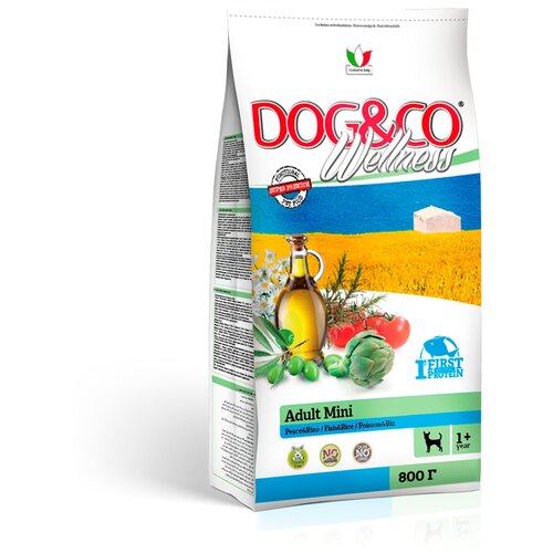 Wellness Dog&Co Adult Mini корм для взрослых собак малых пород Рыба и рис, 800 г.