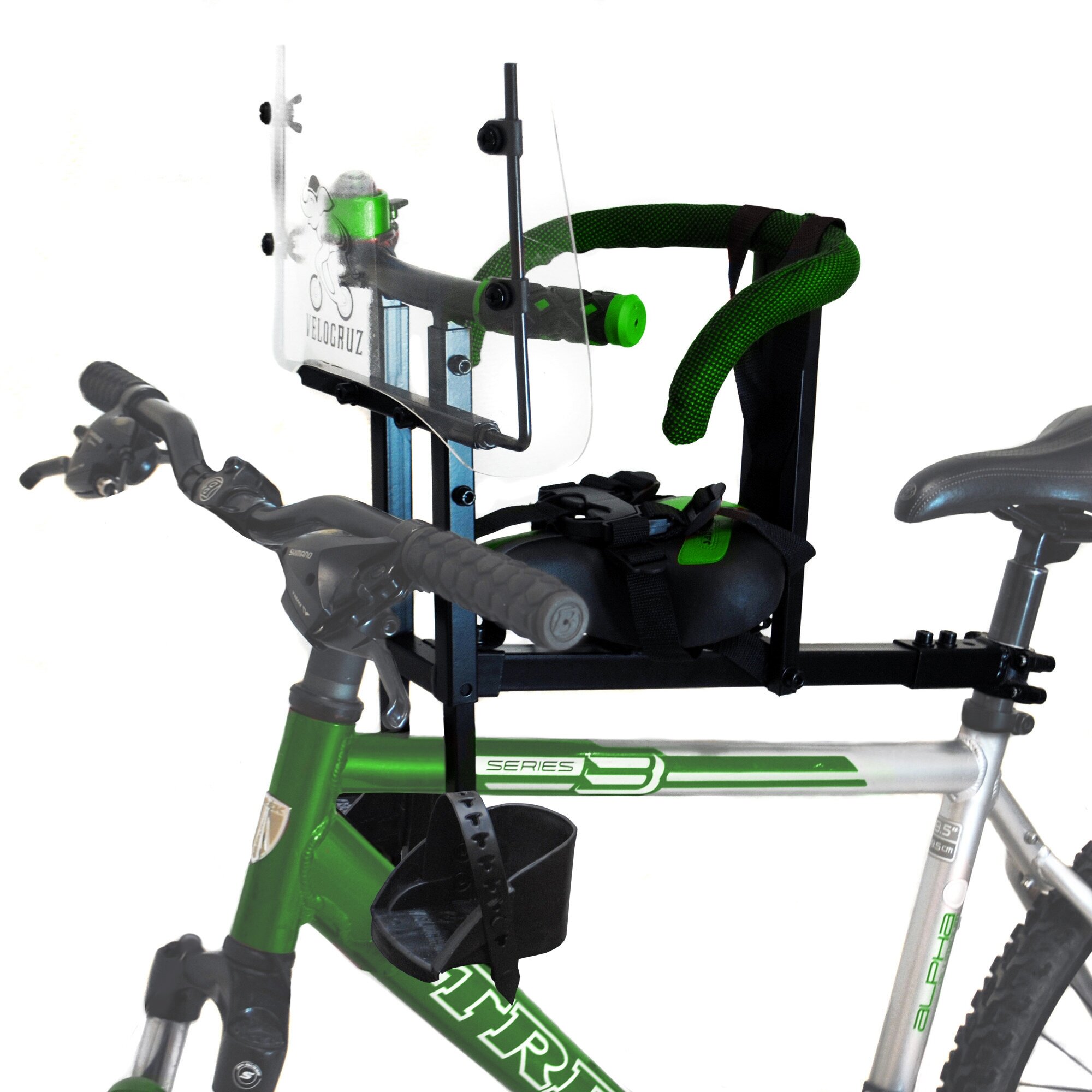 Велокресло VELOGRUZ, быстросъемное с подпятниками для ног, зеленое