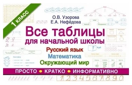 Узорова О. В, Нефедова Е. А. Все таблицы для начальной школы 1 класс Русский язык, Математика, Окружающий мир