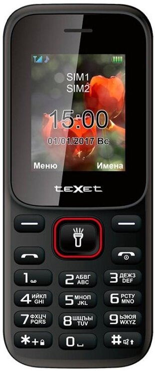 Мобильный телефон teXet ТМ-128 цвет черный-красный