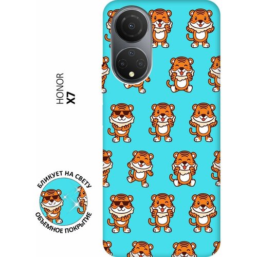 Матовый чехол Tigers Pattern для Honor X7 / Хонор Х7 с 3D эффектом мятный матовый чехол lady unicorn для honor x7 хонор х7 с 3d эффектом мятный