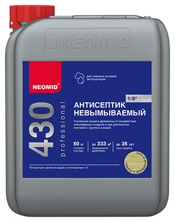 NEOMID 430 ECO антисептик невымываемый, защита до 35 лет, концентрат 1:9, зеленый (1кг)