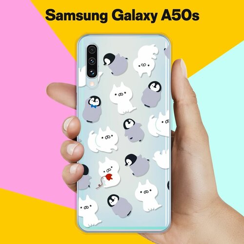 Силиконовый чехол Котики и пингвины на Samsung Galaxy A50s силиконовый чехол горы и озеро на samsung galaxy a50s