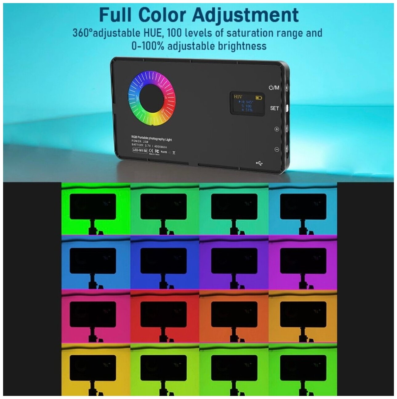 RGB / LED Светодиодный светильник для фото и видео съемки с режимами и регулировкой - фотография № 4