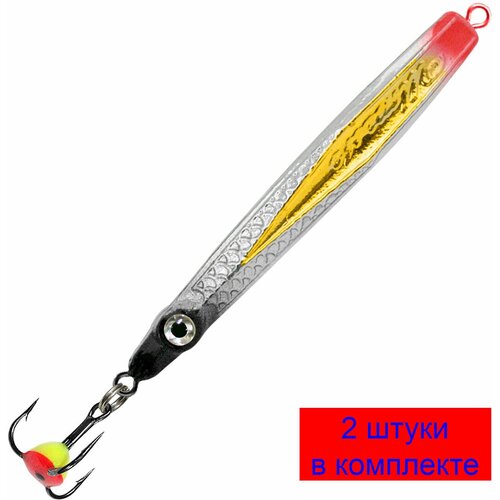 Блесна для рыбалки зимняя AQUA Штык 11,0g, цвет 06 (серебро, золото, черный металлик) 2 штуки в комплекте.