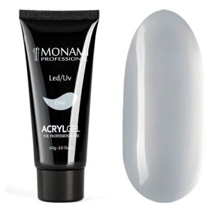 Monami Professional, AcrylGell Clear - акригель для моделирования ногтей с шиммером, 60 гр