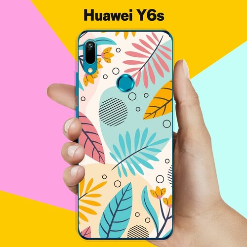 Силиконовый чехол на Huawei Y6s Листья / для Хуавей У6с силиконовый чехол синие листья на huawei y6s