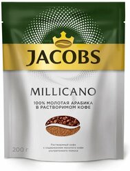 Кофе молотый в растворимом Jacobs Monarch Millicano, пакет, 6 уп. по 200 г