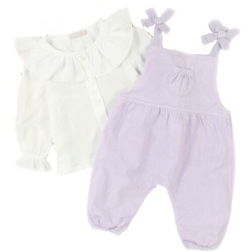 Комплект одежды  Cassiope для девочек, комбинезон и блуза, размер 6М, фиолетовый, белый