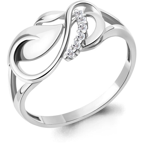 фото Серебряное кольцо aquamarine а67306а с фианитом, размер 17,5 diamant-online