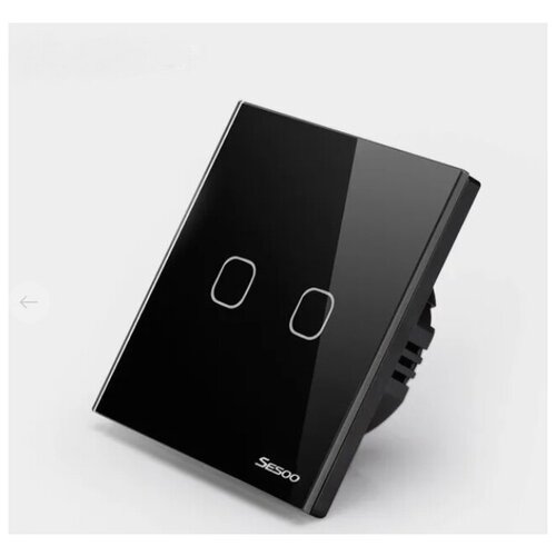Сенсорный выключатель Sesoo двухкнопочный, цвет , черный выключатель двухкнопочный для холодильника samsung самсунг 125 250va wf451