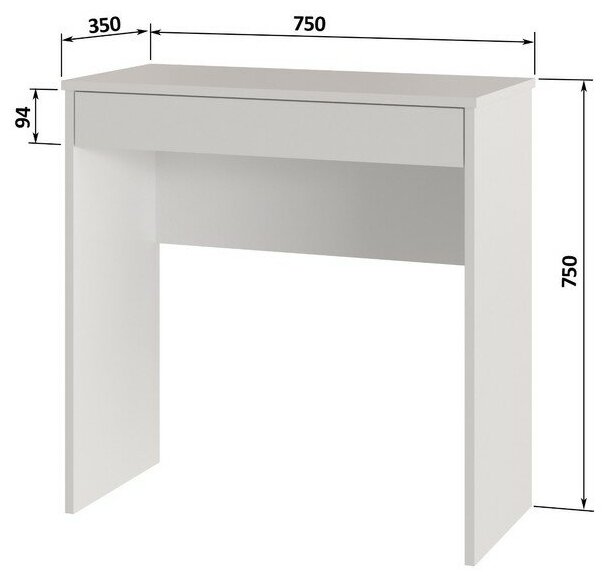 Стол письменный Найс с ящиком,750х350х750, Белый - фотография № 2