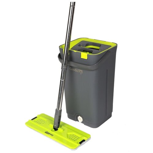 Комплект для уборки швабра и ведро с отжимом GoodMop, длина 125 см, объем ведра