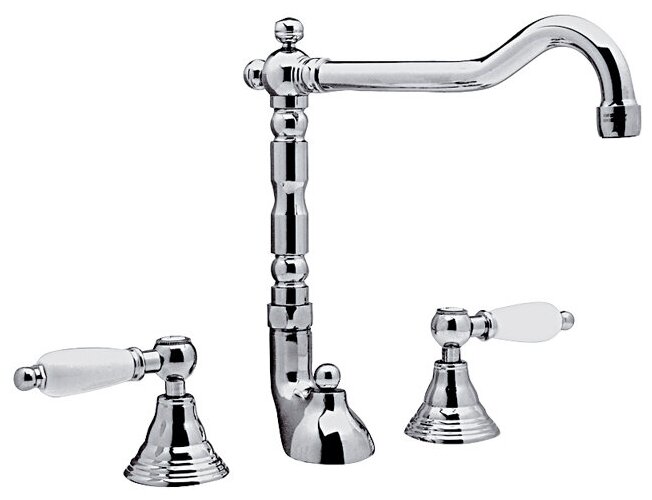 Смеситель для раковины на 3 отверстия с изливом ANTIQUE с донным клапаном DANIEL RETRO RT5104CR хром