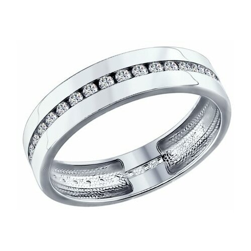 Кольцо обручальное Яхонт, серебро, 925 проба, фианит, размер 15, серебряный перстень island soul серебро 925 проба циркон размер 15 5
