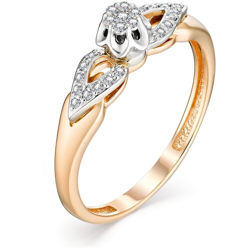 фото Алькор кольцо с 25 бриллиантами из красного золота 12978-100, размер 16