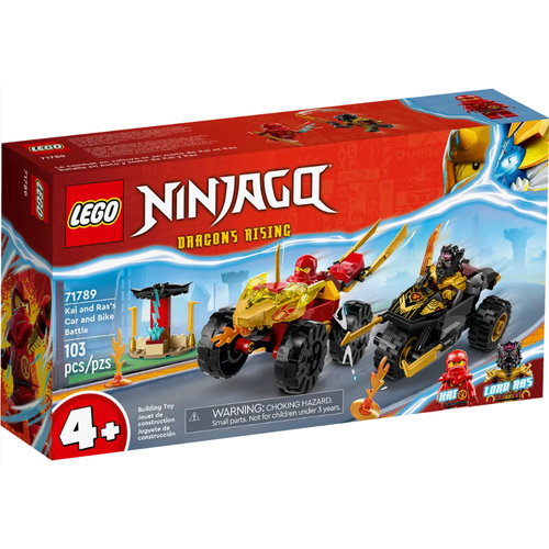 Конструктор LEGO Ninjago 71789 Битва Кая и Раса на машине и велосипеде конструктор lego ninjago 71734 мотоцикл кая