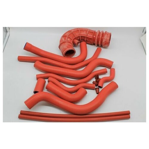 Патрубки двигателя армированные на ВАЗ 2112, красный каучук 16шт.