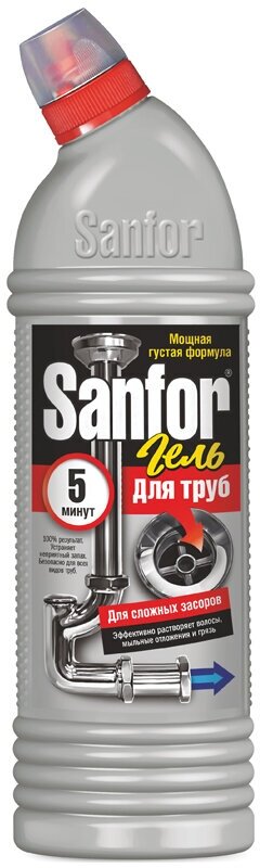 Средство для прочистки труб Sanfor 5 минут, гель, 1л