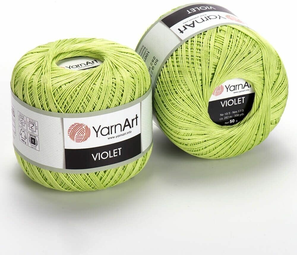 Пряжа VIOLET (YarnArt), яр. салат - 5352, 100% мерсеризованный хлопок, 6 мотков, 50 г, 282 м.