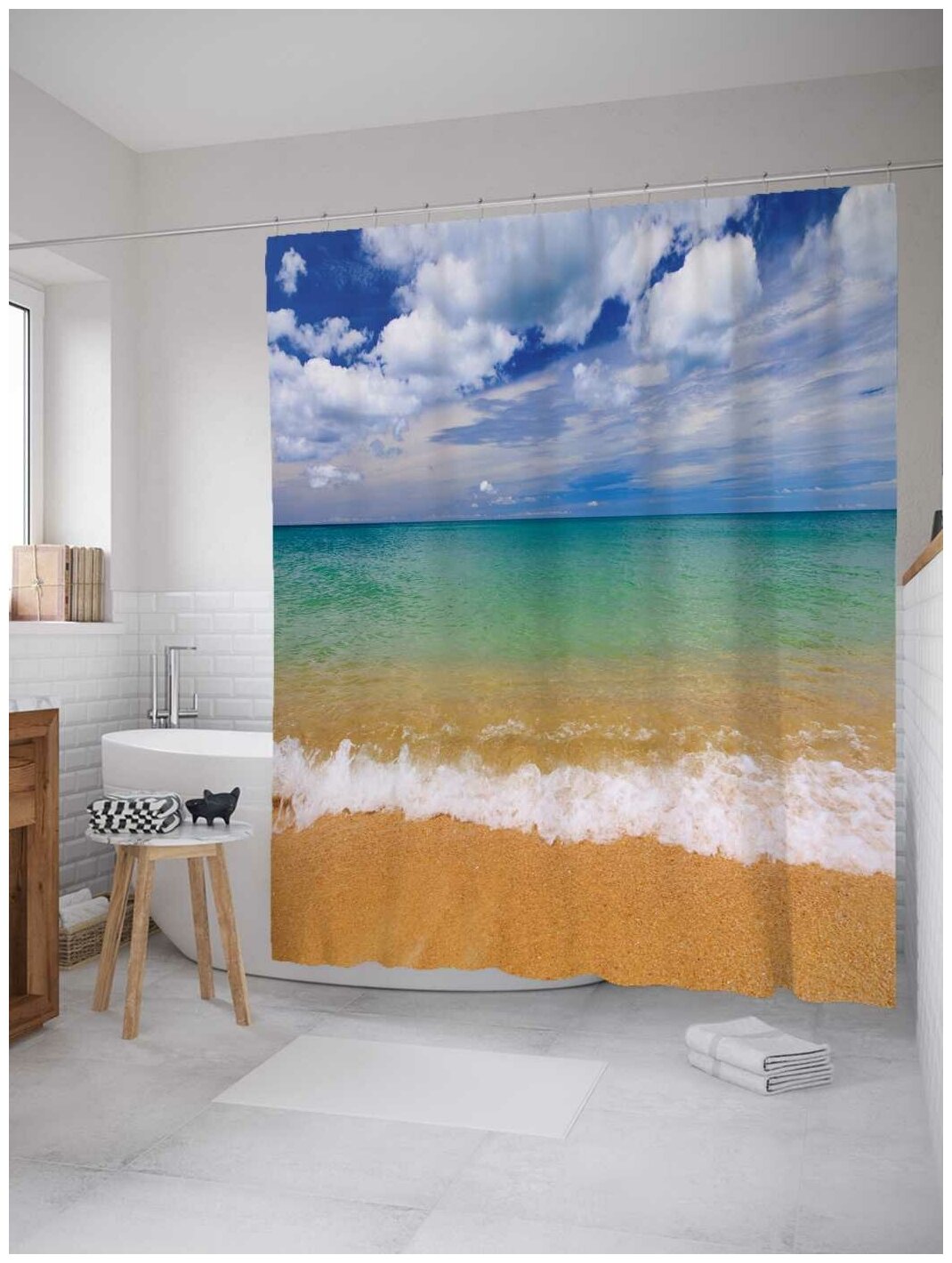 Штора для ванной JoyArty Тропический пляж 180х200 (sc-6535)