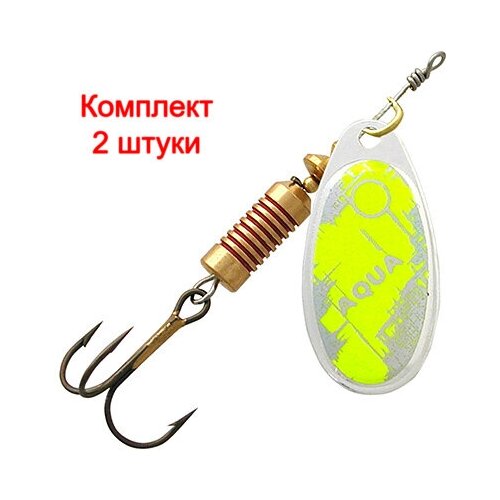 Блесна для рыбалки AQUA COMET 06,0g, лепесток № 3, цвет CO-14 (серебро, желтый), 2 штуки в комплекте