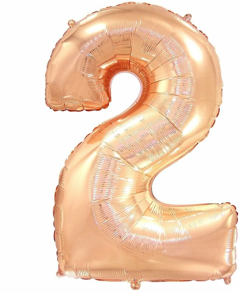 Воздушный шар фольгированный Flexmetal Цифра 2, розовое золото, 82 см