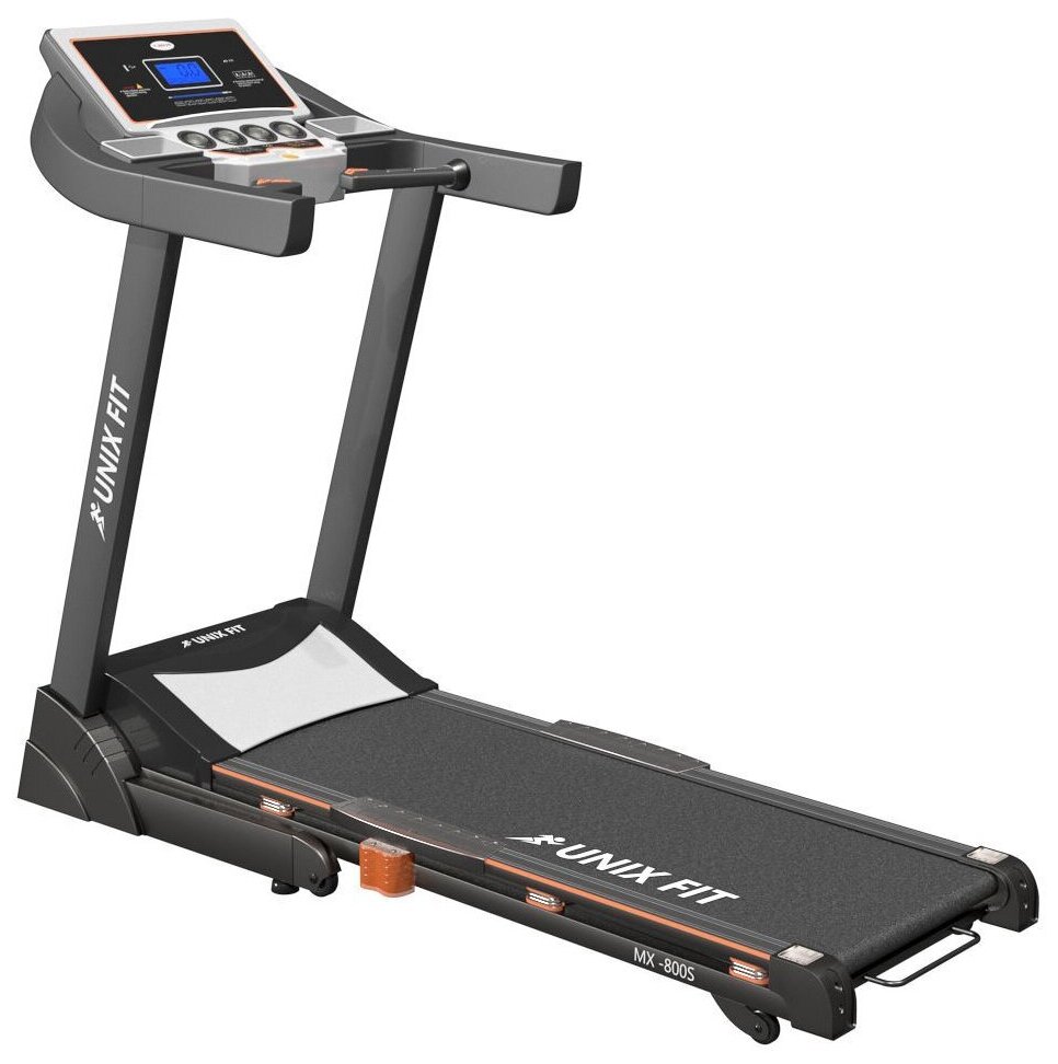 Беговая дорожка UnixFit MX-800S (2019), черный/серебристый/оранжевый