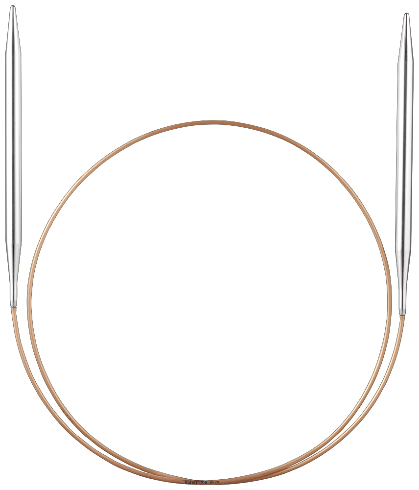 Спицы ADDI круговые супергладкие 105-7, диаметр 3.5 мм, длина 13 см, общая длина 60 см, серебристый/золотистый