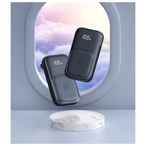 Внешний металлический магнитный аккумулятор для телефона на 20 000 мАч цвет черно-синий Беспроводная зарядка 359000₽