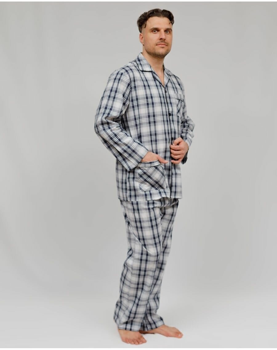 Пижама мужская со штанами в клетку хлопок