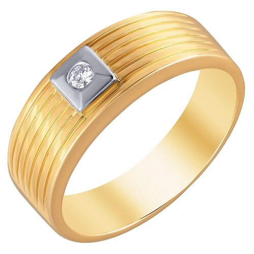 фото Jv кольцо из золота 585 пробы и белого золота 585 пробы с бриллиантом rgda-3897-m1-ko-wj, размер 20.25