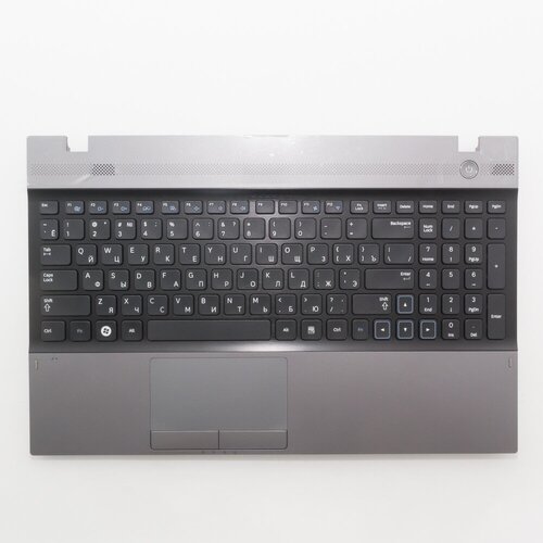 Клавиатура с топкейсом для ноутбука Samsung NP300V5A черная с черным с серым топкейсом 3990₽