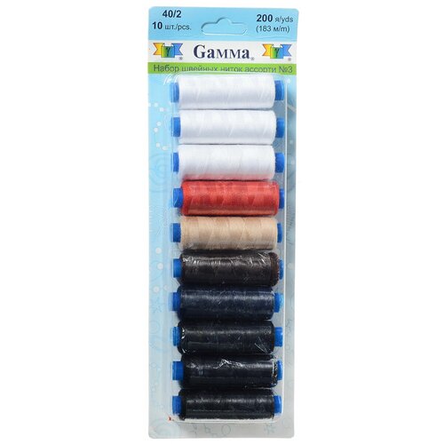 фото Gamma набор швейных нитей №03 40/2 200 ярдов 183 м х 10 шт.