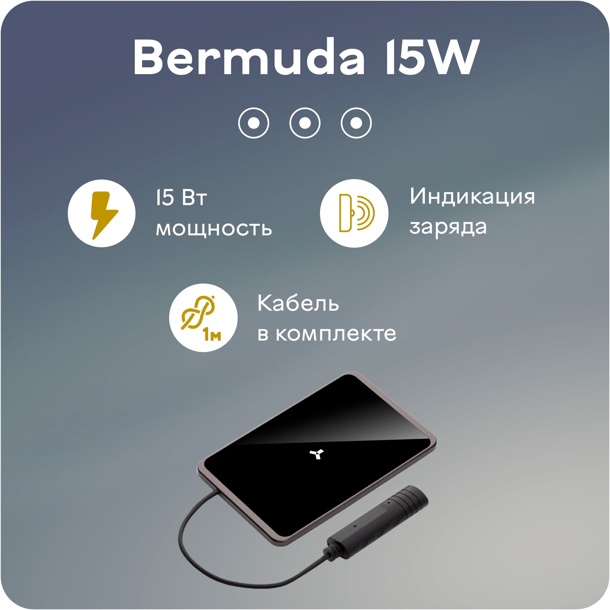 Беспроводное зарядное устройство Accesstyle Bermuda 15W, USB type-C, 2A, черный Noname - фото №2