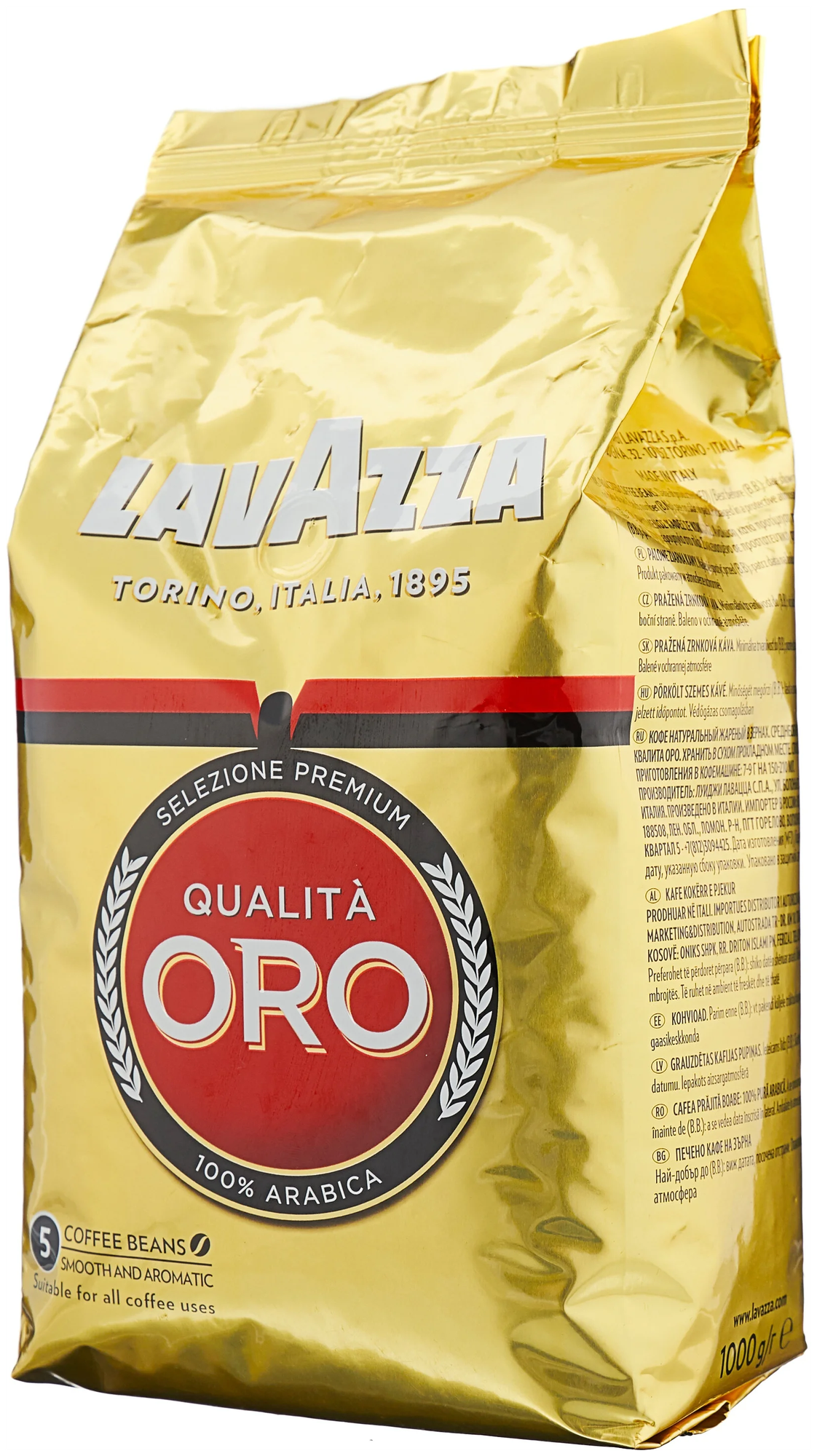 Набор из 4 штук: Кофе в зернах Lavazza Qualita Oro, original, 100% арабика, вакуумный пакет с клапаном 1 кг * 4 штуки - фотография № 3