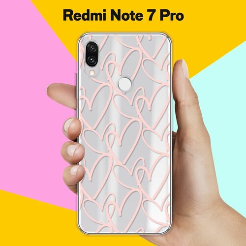 Силиконовый чехол Сердца на Xiaomi Redmi Note 7 Pro силиконовый чехол фламинго на xiaomi redmi note 7 pro