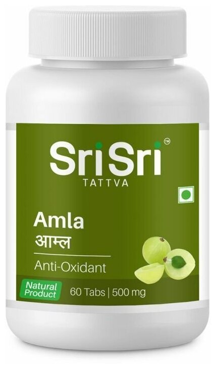 Таблетки Шри Шри Амла (Amla Sri Sri Ayurveda) омолаживает и тонизирует организм антиоксидант для иммунитета очищает кровь 60 таб.