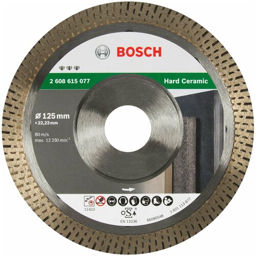 Диск алмазный 125х22,23мм Best for Hard Ceramic Bosch 2608615077 алмазный диск по керамике bosch standard for ceramic 2608602205 d 230мм d посад 22 23мм угловые