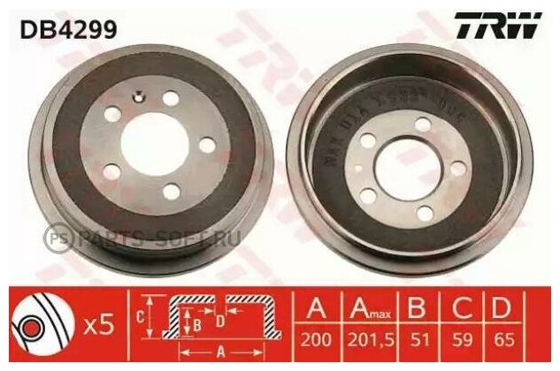 Барабан тормозной TRW DB4299 | цена за 1 шт